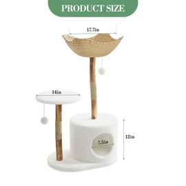 GAOMON 46" Modern Cat Tree for Large Cats, Wood Cat Tree Tower with Scratching Posts, Luxury Cat Condo with Scratching Posts and Flower Platforms, Indoor Furniture for Cat Lover Gifts