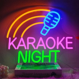 Runalosa Karaoke Night Neon Sign Dimmable Live On Air Neon Light Sign for Wall Decor Karaoke Bar Led Signs for Business Bedroom Live House Man Cave Pub Studio Party Art Decor 15" x 12.6"