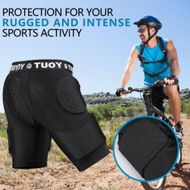 DGYAO EVA Padded Shorts High Impact Protective Shorts with Hip & Thigh Guards, Breathable Comfort for Skateboarding, Cycling, Snowboarding, Anti-Collision Gear for Sports Enthusiasts M Black
