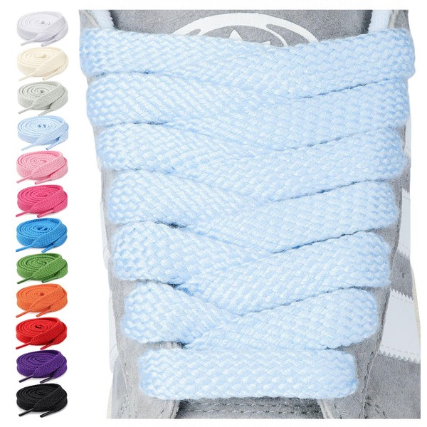 Stepace 2 Pairs of Shoelaces, 15 mm Wide Flat Shoelaces,