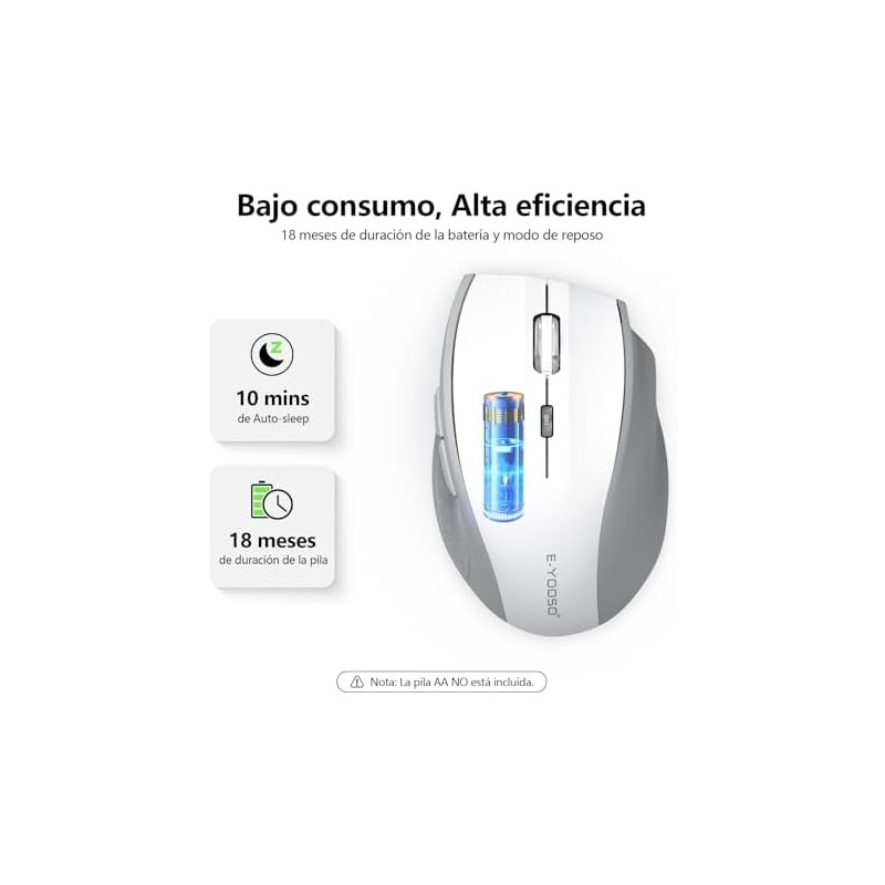TERPORT F11 Mouse Inalámbrico 2.4 G, Ratón Ergonómico de 4800