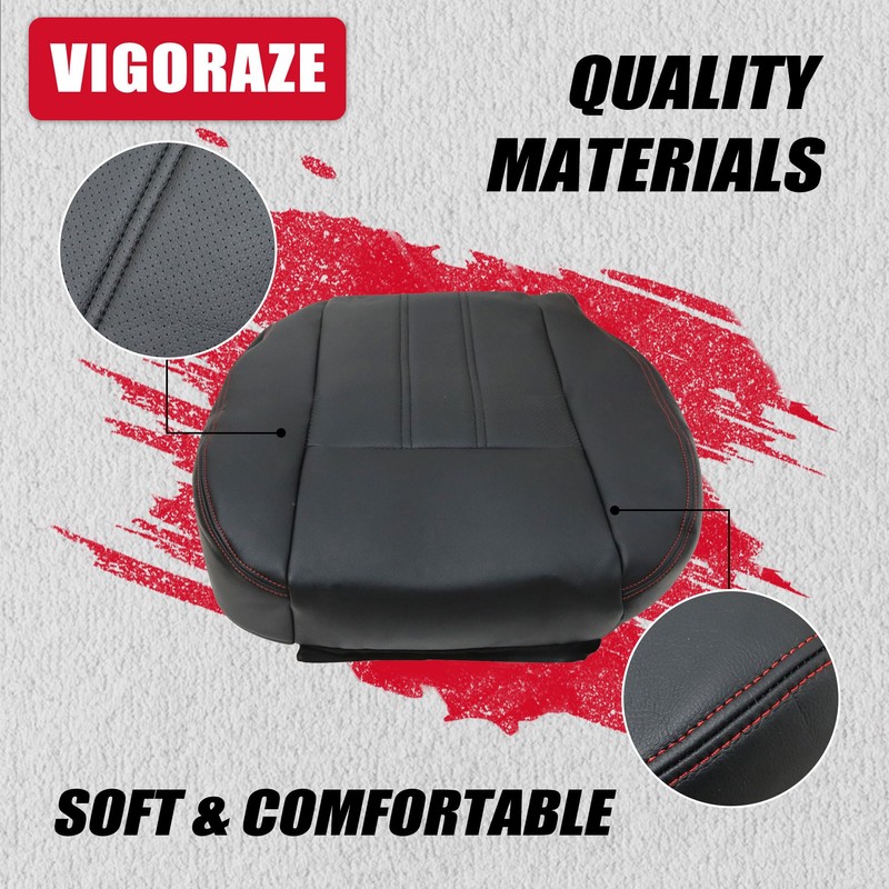 Vigoraze Front Driver or Passenger Bottom Replacement Leather Seat Cover