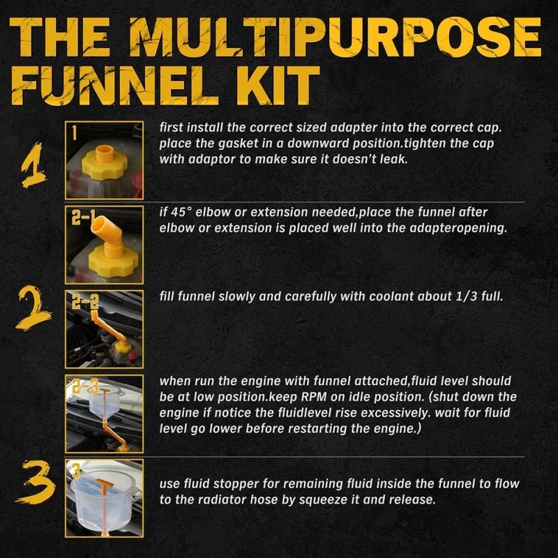 ECHO No-Spill Radiator Funnel Set – 15 PCS Coolant Burping