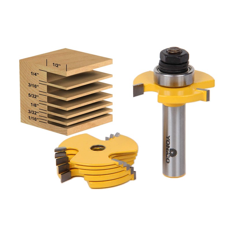 Yonico 14700 6 Kerf Slot Cutter Router Bit Set 1/2-Inch