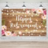 Lofaris Rustic Retirement Banner Backdrop for Women Pink Floral Happy