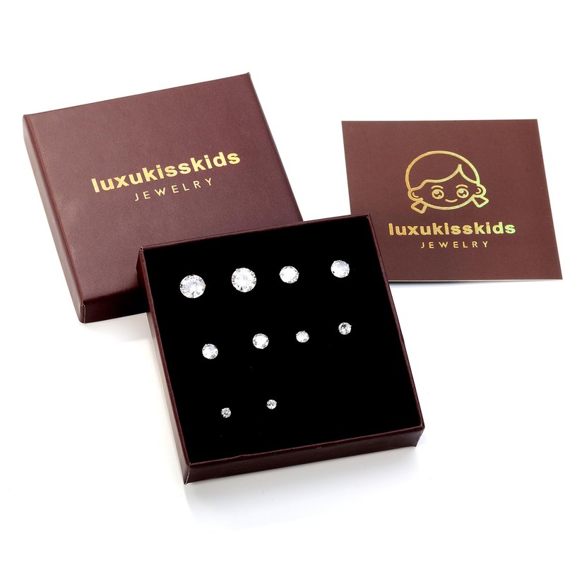 LUXUkisskids 5 Pairs Stud Earrings Set for Women & Men,