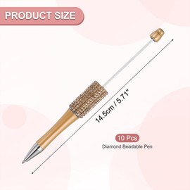 PATIKIL Diamantbeschreibbare Stifte, 10 Stück Kunststoff Schwarz Tinte Perlenstift Kreative DIY Kugelschreiber für Lehrer Büro DIY Handwerk Party Dekorationen Handgemachte Zubehör, Goldton