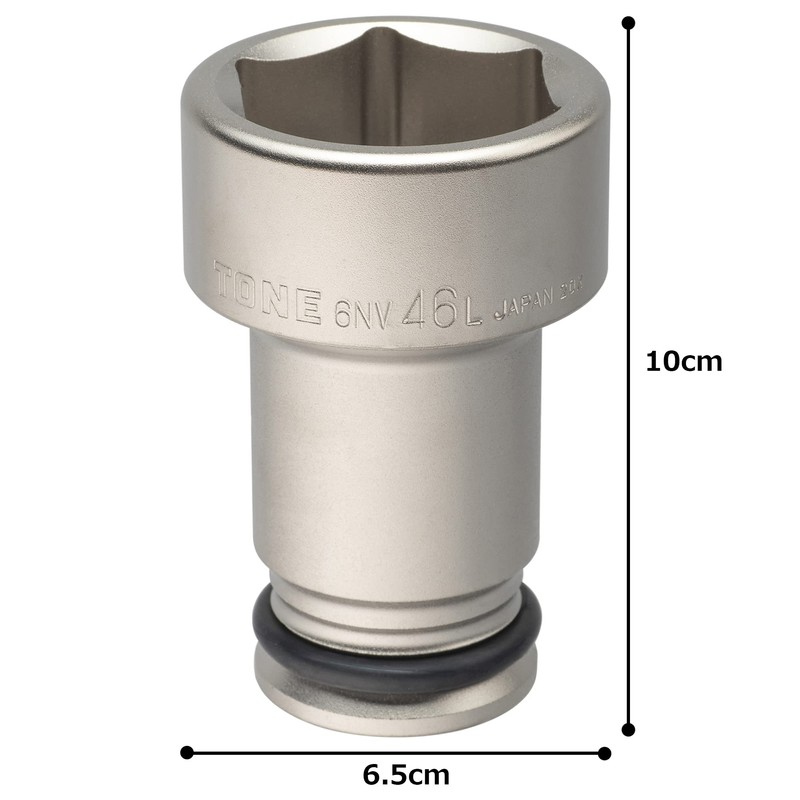 トネ(TONE) インパクト用ロングソケット 6NV-46L 差込角19.0mm(3/4") 二面幅46mm
