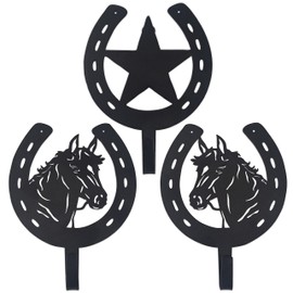 VIVICOMFY 3PCS Horse Star Rustic Ranch Horse Head Hook Coat Hooks, Key Hooks,Rack Towel Horseshoe Hooks,Hat Hook Wall Mounted,Wall Hook,Coat Hanger,Hooks,Horse Head Wall Art Decor Keys Hooks