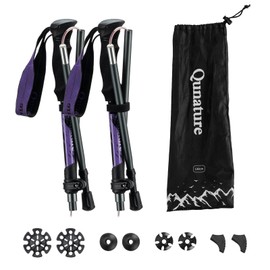 Qunature Hiking Poles Foldable Trekking Poles Lightweight Foldable 7075 Aluminium 110-130 cm for Men and Women Hiking Outdoor Ski Purple 1 Pair