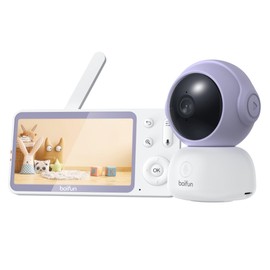BOIFUN 2K Ultra HD Smart Baby Monitor Camera, App&5'' Screen Control, Motion&Crying Detection, 360°view, Auto Tracking, Two-Way, Night Vision, Alarm Area, Temperature&Humidity Sensor, ECO Mode