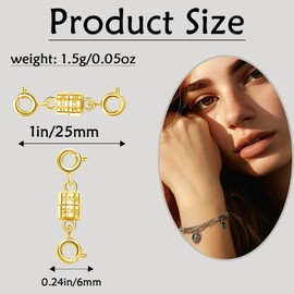 Collar magnético de plata de ley S925, cierre magnético para collar de joyería (4 dorados+4 plateados)