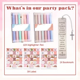 Multipack Highlighter Bible Tabs Set - 12 Highlighters Pens, 90 Bible Tabs, Blank Tabs, Cross Bookmark, Laminated Bible Index Stickers Divider Tabs, Stationery Kit for Notes, Bible Journaling Supplies