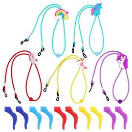 XMNIVATE 5 Pieces Of Children'S Glasses Straps, 5 Pairs Of Anti-Drop Earmuffs, Glasses Retainer, Children'S Glasses Rope, Glasses Anti-Drop Cartoon Rope