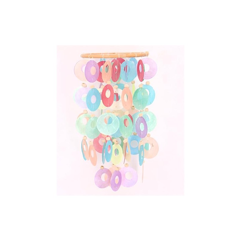 GURU SHOP Round Shell Wind Chime – Colourful, Multicoloured, Shell