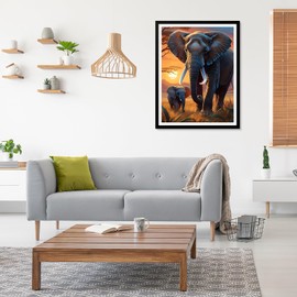 MAXBYE DIY Elefant Diamond Painting Set für Erwachsen, Tier 5D Diamond Painting Bilder Set, Malen nach Zahlen Diamant Kunst Handwerk für Home Wand Décor 30x40cm
