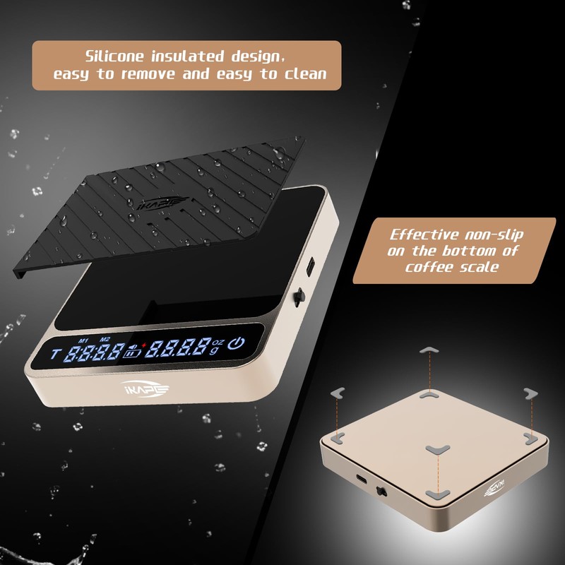 IKAPE Digital Coffee Scale, Premium Aluminium Espresso Scales with Timer,