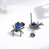 Gothic Spider Stud Earrings, 925 Sterling Silver Blue Zircon Stone