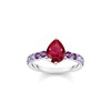 THOMAS SABO Red Teardrop Ladies Ring TR2442-477-7-56 Size N, Sterling