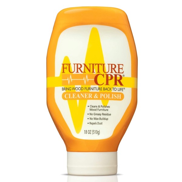 Furniture CPR (18oz Bottle) – Cleans & Polishes Wood Furniture with No Wax Build-up – Shine Adjusts to Any Finish – Conditions Tables, Cabinets, Trim, Doors & More