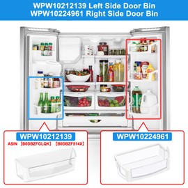 (2 PACK) UPGRADED WPW10224961 Refrigerator Door Bin Shelf Compatible with Whirlpool Refrigerator Door Shelf W10224961 AP6017170,For Whirlpool Replacement Door Shelf Parts WRX735SDBM, WRF555SDH