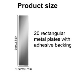 20pcs Adhesive Metal Plates for Magnetic Mount, 3.54x0.71in Rectangular Metal Strip Tape with Strong Adhesive Backing for Magnets on Non-Steel Vents
