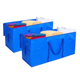 66 Gallon Extra Large Moving Bags - Heavy Duty Storage Bags with Zipper & Strong Handles, Blue Packing Bag for Moving, Storage, Travel and Camping, College Dorm & Home Supplies, 2 Pcs