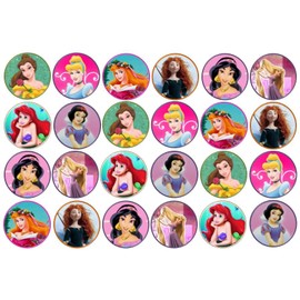 48 Edible Princess 3cm Mini Discs Edible Wafer Paper Disc Cupcake Toppers (NOT PRE Cut)