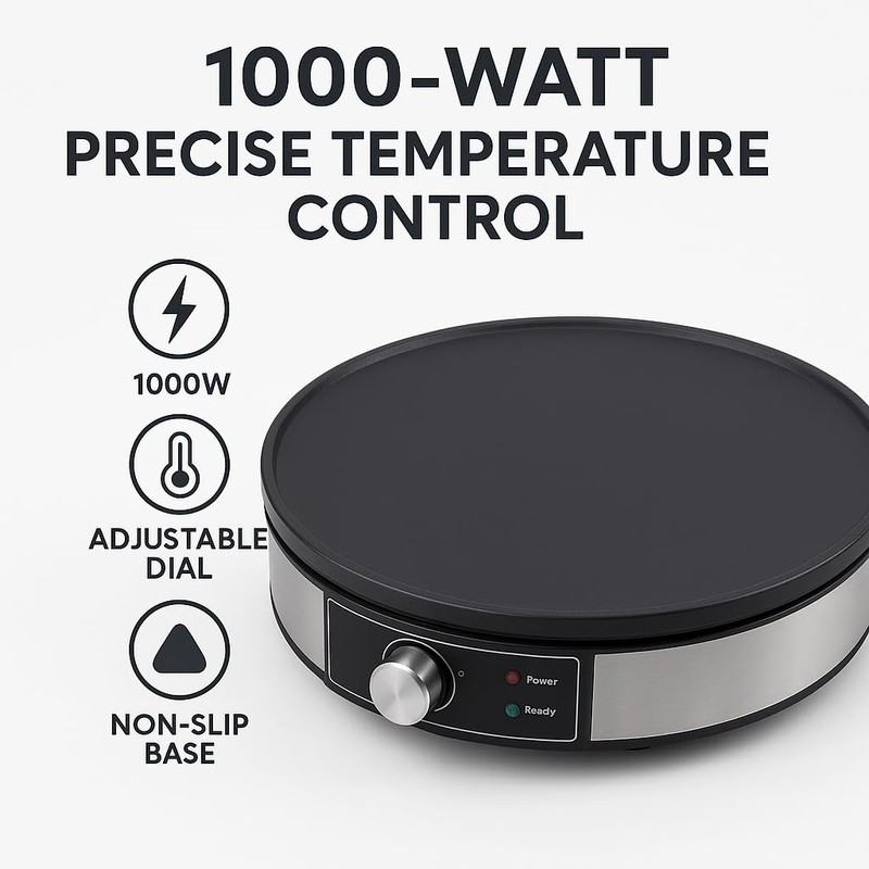 Morning Star 12-Inch Electric Crepe Maker with Nonstick Cooktop |