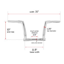 RI Chrome 10" Rise Ape Hangers Bars Handlebars For Harley Softail Road King Classic