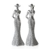 Prodbuy Set of 2 Silver Elegant Lady Figures 29.5cm Tall