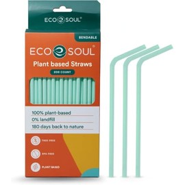 ECO SOUL Straws [100 Count][8.25"] Eco-Friendly Disposable Straws, Cocktail Cold Drink Smoothie Bendable