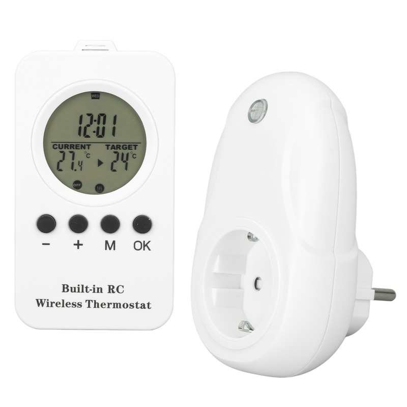 Wireless Plug in Thermostat LCD Remote Control Digital Display Temperature