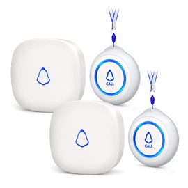 Wireless Caregiver Pager, Medical Alert Systems with 2 Call Buttons and 2 Receivers for Seniors/Elderly at Home, Emergency Panic SOS Call Bell, Nurse Calling & Patient Assistance Alert