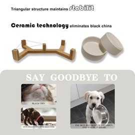 Elevated Dog Bowls and Cat Bowls Set to Minimize Neck Stress and Prevent Chin Irritations (White, 1.7 Cups)