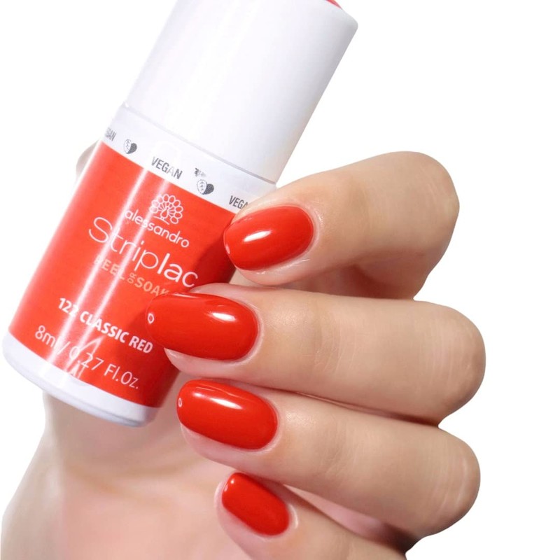 alessandro Striplac Peel or Soak, Vegan, Classic Red, LED Nail