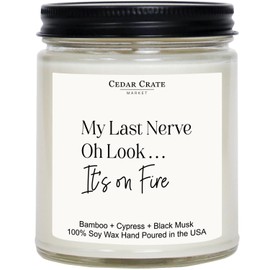 Funny Christmas Gifts for Coworkers | Birthday Gifts for Women, Men, Boss | My Last Nerve Candle | Funny Gifts for Best Friend Women, Men | Unique Gifts for Mom, Boss Lady, Coworkers | Made in USA