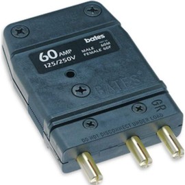 Marinco 60M Bates Stage Pin 60 Amp,125 Volt, Male Inline