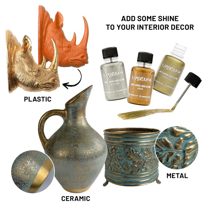 KAMENSKAYA Liquid Silver Leaf Paint: Alcohol Based Fast Drying Silver