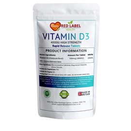 Vitamin D3 Tablets 4000IU, 90 Vitamin D Supplement Tablets (3 Months Supply) High Strength Healthy Teeth & Bones, Supports The Immune System for Men & Women Vegetarian Made in The UK
