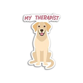 2 x 10cm Therapist Dog Vinyl Stickers - Golden Labrador Retriever Cartoon Illustration Puppy Animals Pets Support Laptop Home Sticker #79883