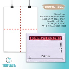 Triplast 158 x 110 mm Printed A6 Document Enclosed Envelope Wallets (Pack of 200)