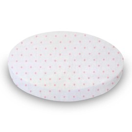 SheetWorld Baby Fitted Oval Crib Sheet Fits Stokke Sleepi 26 x 47 inches, 100% Cotton Jersey Hypoallergenic Sheet, Unisex Boy Girl, Pink Pindot, Made in USA