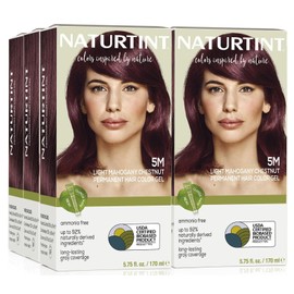 Naturtint 5M Light Mahogany Chestnut Permanent Hair Color (Pack of 6), Ammonia Free, Vegan, Cruelty Free, up to 100% Gray Coverage, Long Lasting Results (Packaging may vary)