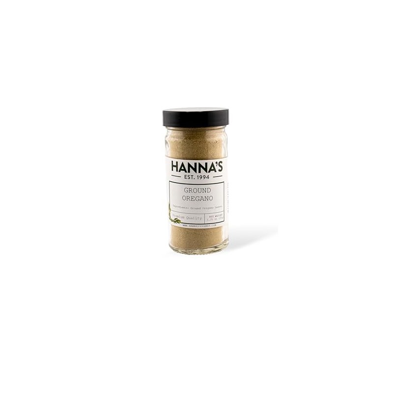 Hanna's Oregano Ground, Premium Quality, 4 fl oz Glass Jar