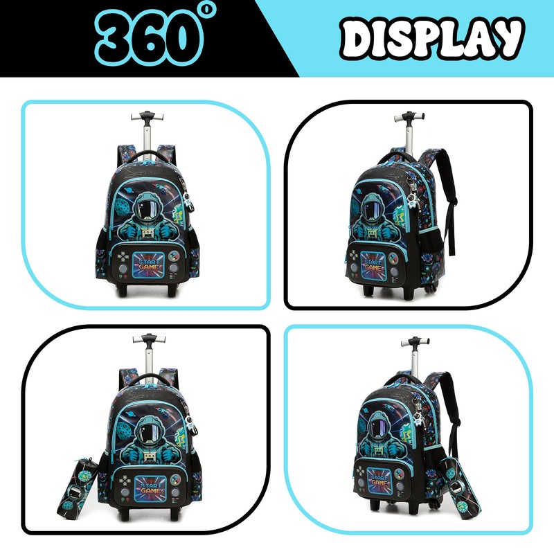MYHSBYO Kids Rolling Backpack with Wheels for Elementary Preschool Students