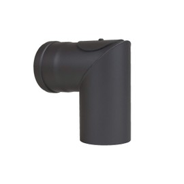 LANZZAS Pellet Pipe Bend 90° 1x Angled (Pointed Angle) Diameter 100 mm Black with Cleaning Opening