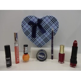 Luxury Make Up Beauty Box Gift Set, Heart Shape Check Design Gift Box With Mix Brand Make Up Products, Gift Set For Her