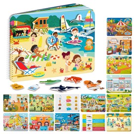 Freebear Busy Book for Toddlers Preschool Learning Activities Resources Autism Sensory Toys Montessori Toys for 2-3 Year Old,Travel Toys, Gifts for Girls and Boys 4 5 6 Years (Human World)