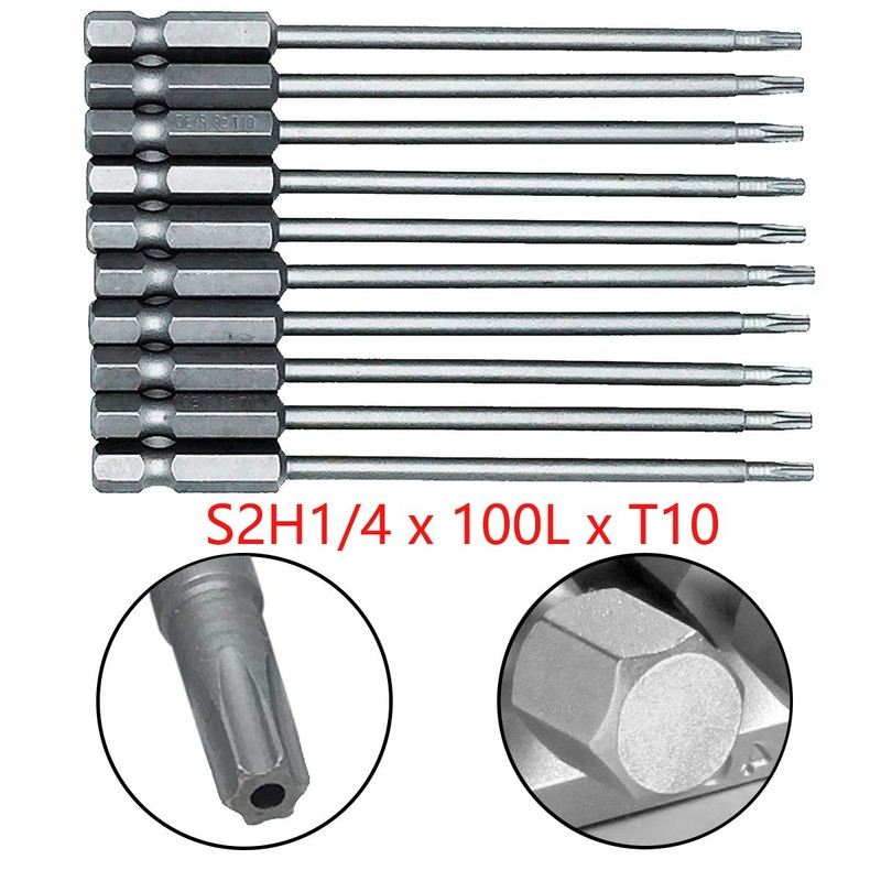 COMOK 10 Pieces 1/4 Inch Hex Shank T10 100mm/3.94 Inch